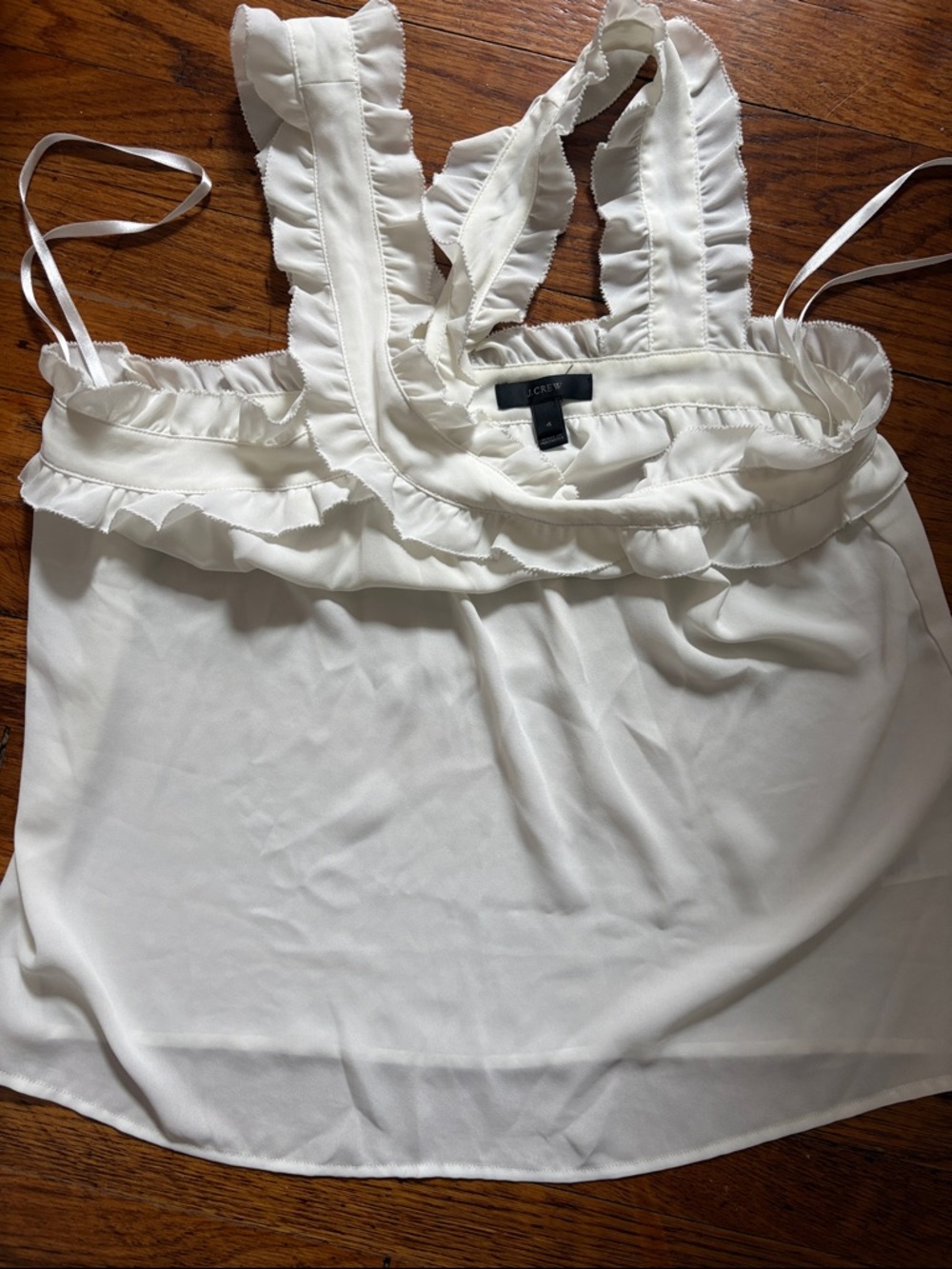 J. Crew Ivory Ruffle-Trim Camisole